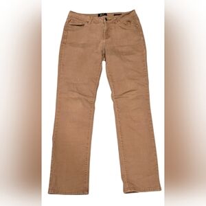 Earl Jean Womens Jeans Slim Khaki Tan Denim Stretch Mid Rise 10 Pre Loved